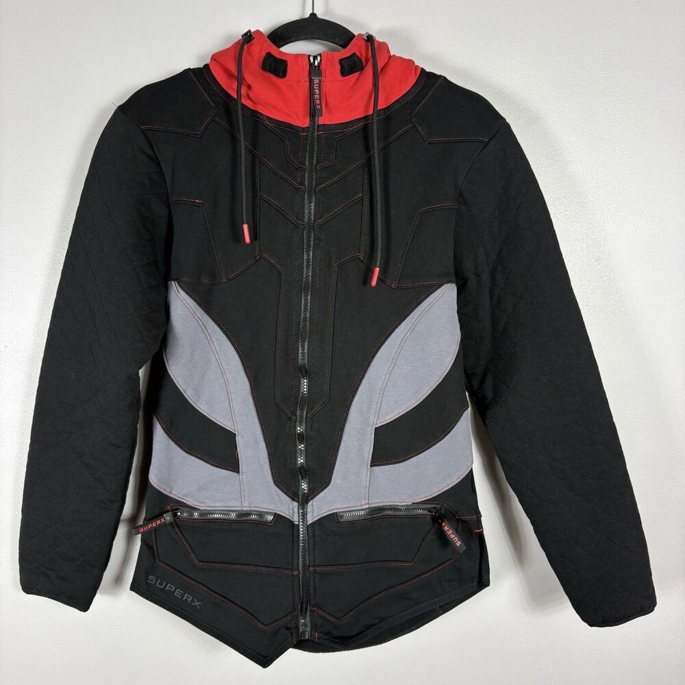 SuperX Odinson S2 Red And Black Quilted Athletic Fit Full Zip Hooded Jacket